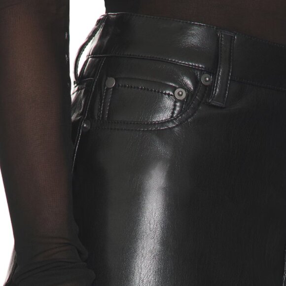 Alice + Olivia 'Joss' Vegan Leather Button-Front Mini-Skirt, Black - Picture 5 of 5